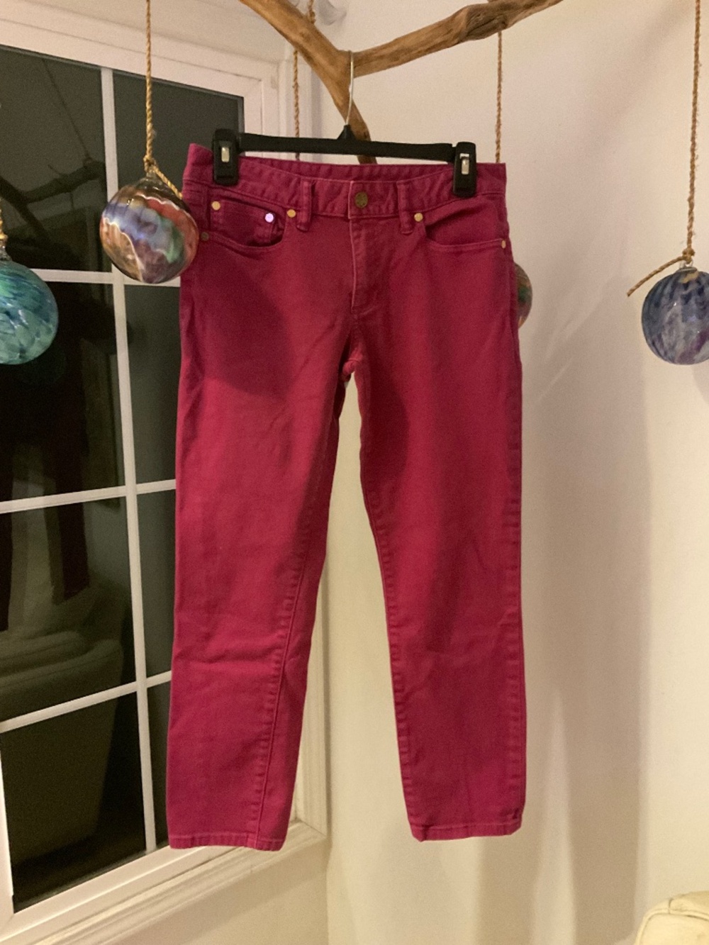 Tori Burch Hot Pink Alexa Cropped Skinny Jeans Sz 27